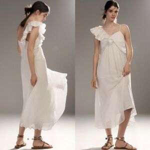 Let me be Asymmetric 3d floral midi dress